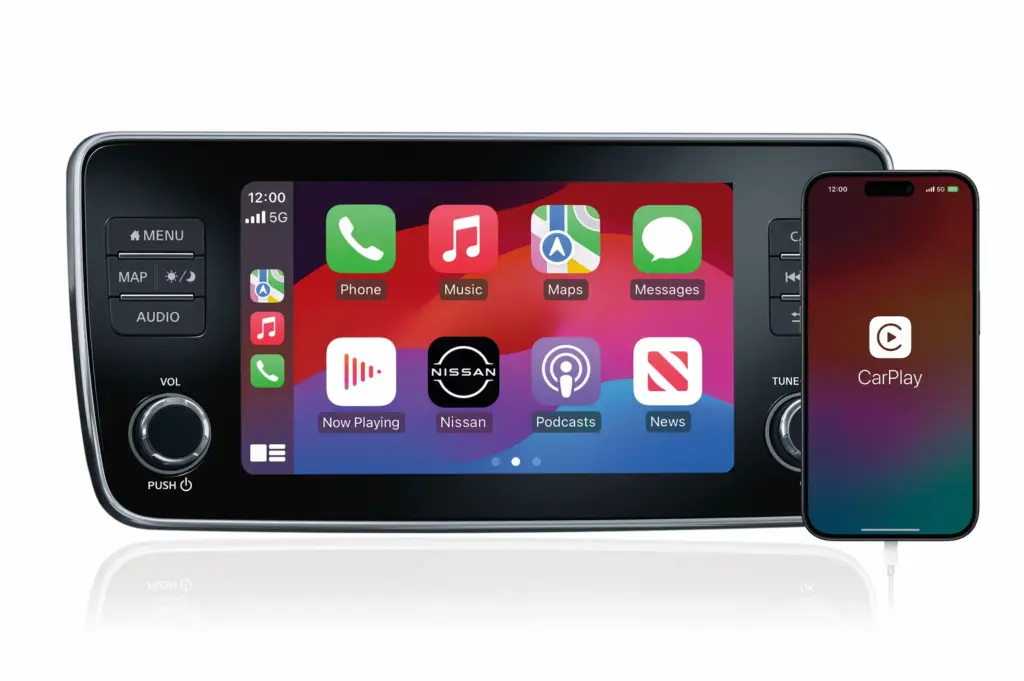 Nissan Apple CarPlay Infotainment Display Nissan infotainment screen with Apple CarPlay connected