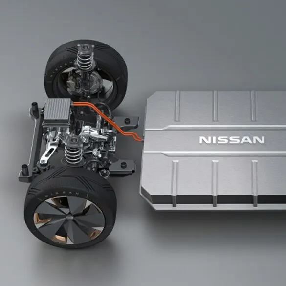 Nissan EV Battery and Powertrain Layout Nissan electric vehicle powertrain and battery system