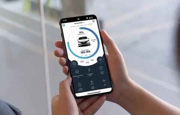 Nissan EV Battery Status Mobile App Screen Nissan electric vehicle app displaying battery level