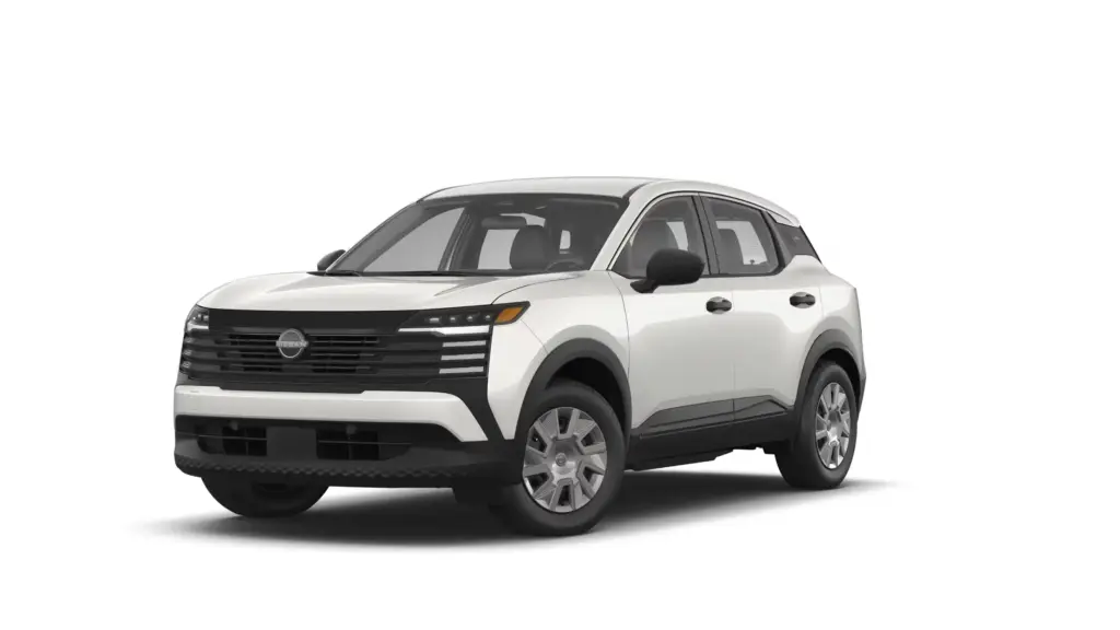 White Nissan Kicks SUV Exterior White Nissan Kicks with clean exterior design and black trim accents