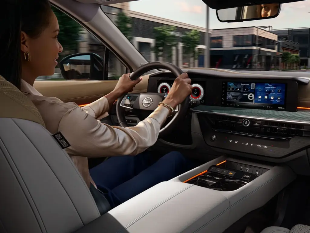 Nissan Murano Interior Driving Experience Driver inside Nissan Murano with digital dashboard