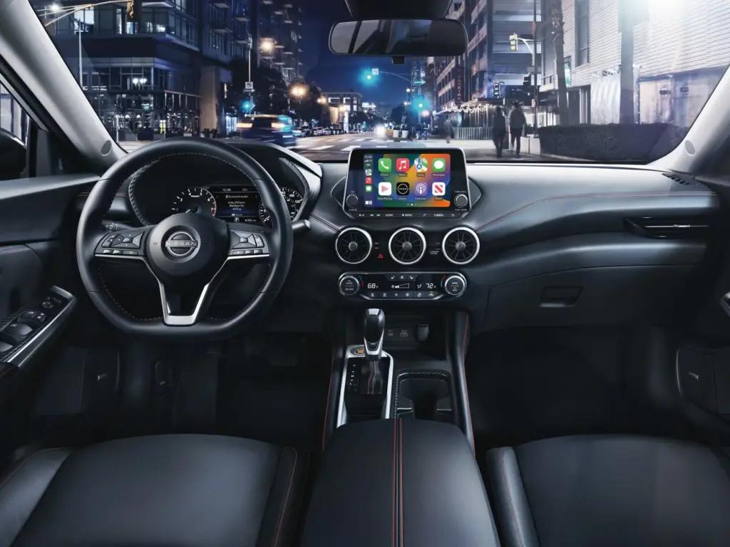 Nissan Sentra Interior Dashboard at Night Nissan Sentra interior dashboard with touchscreen display at night