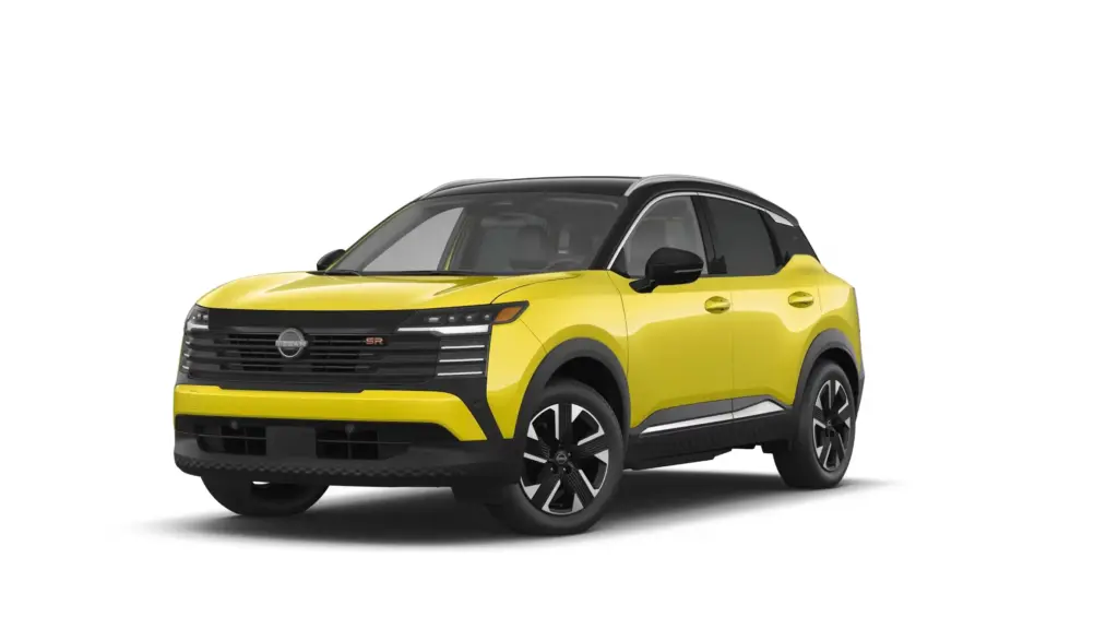 Nissan SUV in Two-Tone Yuzu Yellow Metallic and Super Black Exterior Nissan SUV in Two-Tone Yuzu Yellow Metallic and Super Black with contrasting roof and body panels