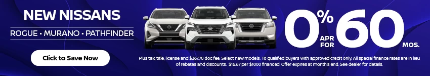 Nissan Suvs and Trucks 0 for 60 months April