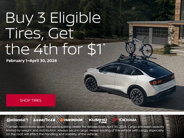 Nissan Tire Offer Buy 3 Get 4th for 1USD Nissan tire promotion buy 3 tires get fourth for one dollar