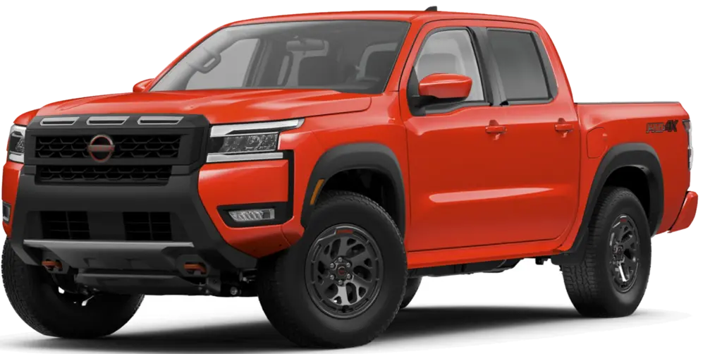 Red nissan frontier pro 4x pickup truck exterior